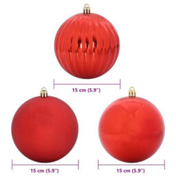 Vidaxl Christmas Bauble Set Xl 9 Pcs Red Plastic - thumbnail 3