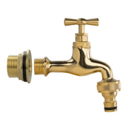 "3/4"" Brass Water Butt Set With Polished Brass Quick Connect Tap Ptfe Tape And 27mm Drill Bit" - thumbnail 5