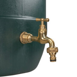 "3/4"" Brass Water Butt Set With Polished Brass Quick Connect Tap Ptfe Tape And 27mm Drill Bit" - thumbnail 3