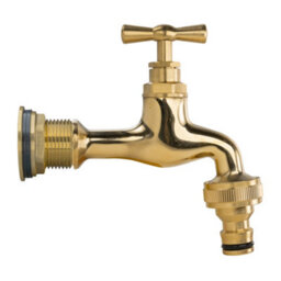 "3/4"" Brass Water Butt Set With Polished Brass Quick Connect Tap Ptfe Tape And 27mm Drill Bit" - thumbnail 2