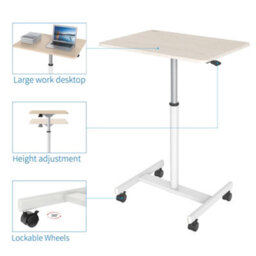 Duronic Wps67 Sit-Stand Desk, Multi-Use Video Projector Table On Wheels, 70X48Cm Platform, Adjustable Height, 70X48Cm - thumbnail 2