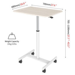 Duronic Wps67 Sit-Stand Desk, Multi-Use Video Projector Table On Wheels, 70X48Cm Platform, Adjustable Height, 70X48Cm - thumbnail 4