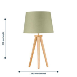 First Choice Lighting Voyage - Light Oak Table Lamp Or Bedside Light With Sage Green Shade - thumbnail 5