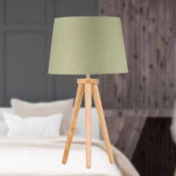 First Choice Lighting Voyage - Light Oak Table Lamp Or Bedside Light With Sage Green Shade - thumbnail 3