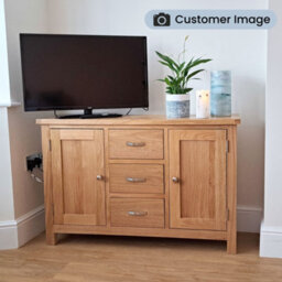 London Oak 3 Drawer Sideboard Fully Assembled - By Roseland Furniture - thumbnail 3