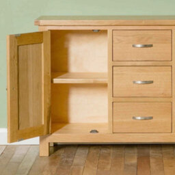 London Oak 3 Drawer Sideboard Fully Assembled - By Roseland Furniture - thumbnail 7