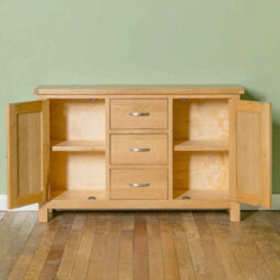 London Oak 3 Drawer Sideboard Fully Assembled - By Roseland Furniture - thumbnail 4