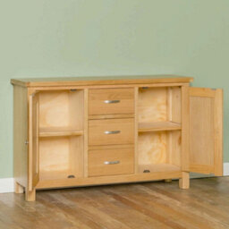 London Oak 3 Drawer Sideboard Fully Assembled - By Roseland Furniture - thumbnail 6