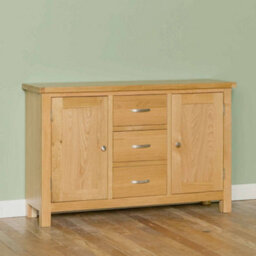 London Oak 3 Drawer Sideboard Fully Assembled - By Roseland Furniture - thumbnail 5