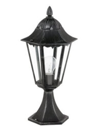 Elegant Ip44 Outdoor Pedestal Light In Black And Silver Patina For Garden