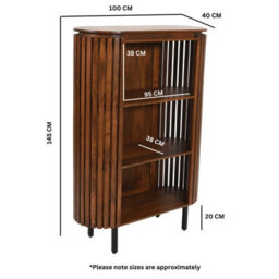 Buttercup Farm Slatted Medium High Bookcase - Mango Wood - L40 X W100 X H145 Cm - thumbnail 5