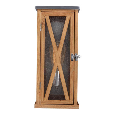 Elstead Lighting Lumiere 1 Light Rectangle Wall Light - Natural Oak