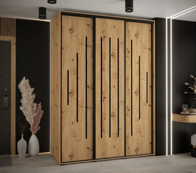 Arte Cannes Xii Sliding Door Wardrobe W170Cm - Sleek Black Storage For Medium Spaces - image 1