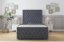 "Sloomy Monroe Steel Plush Bed Frame With 50"" Upholstered Headboard 6' Super King" - thumbnail 1