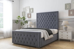 "Sloomy Monroe Steel Plush Bed Frame With 50"" Upholstered Headboard 6' Super King" - thumbnail 2