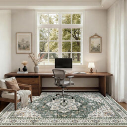 1.6X2.3M Area Rugs Living Room Washable Rug For Bedroom Green Ivory Boho No Slip Floor Floral Rugs For Dining Room, Home, Office - thumbnail 4