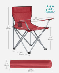 LEDREM Folding Camping Chairs, Set Of 2 Outdoor Chair, With Armrests, Cup Holder, Portable, 120 Kg Capacity, Red - thumbnail 8