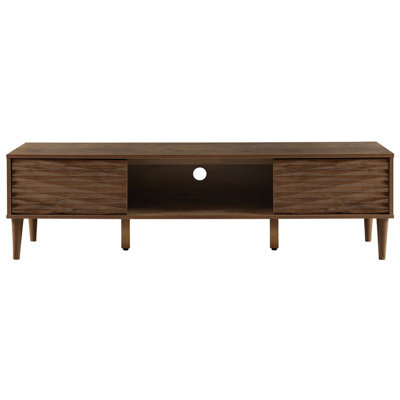 Beliani Dark Brown Tv Stand For Tvs Up To 75 Inches With Two Cabinets And Wide Top Shelf - image 1