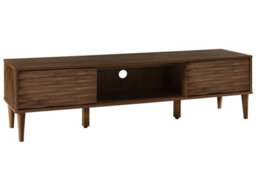Beliani Dark Brown Tv Stand For Tvs Up To 75 Inches With Two Cabinets And Wide Top Shelf - thumbnail 3
