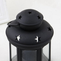 Black Iron Candle Holder Handheld Glass Candle Holder Candlestick Stand Lantern Decor - thumbnail 2