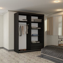Sliding Wardrobes 4 u LTD Modern Full Sliding Mirror Wardrobe Elegant Design & Ample Storage Black 150Cm - thumbnail 3