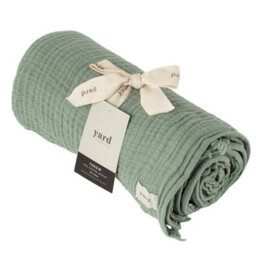 Yard Lark 100% Cotton Fringed Throw, Eucalyptus Green, 130 x 180cm