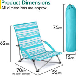 Trail Outdoor Leisure Low Beach Chair Folding Outdoor Camping Garden Festival Lightweight Lounger Seat - Blue Stripe - thumbnail 7