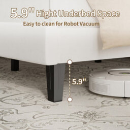 Double Velvet Upholstered Bed Frame With Adjustable Tufted Headboard - White - thumbnail 6