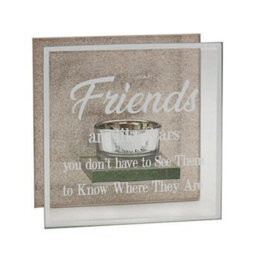 Glass & Rose Gold Glitter Tea Light Candle Holder - Friends