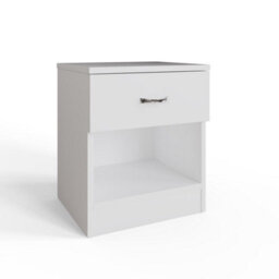 Fwstyle Promo Bedside Table Chest White Nightstand 1 Drawer Open Storage (H) 47 (W) 40 (D) 36Cm - thumbnail 2