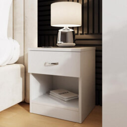 Fwstyle Promo Bedside Table Chest White Nightstand 1 Drawer Open Storage (H) 47 (W) 40 (D) 36Cm - thumbnail 1