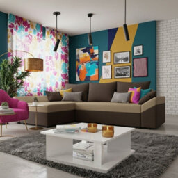 Dante L Universal Reversible Corner Sofa Bed With Large Storage 5 Cushions High Comfort T30 Foam Dark Brown And Light Brown - thumbnail 2