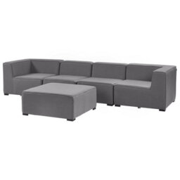 Wyld And Coco Garden Sofa Set 4-Seater With Ottoman, Grey Fabric, Modular Outdoor Seating L320 X D90 X H65Cm - thumbnail 4