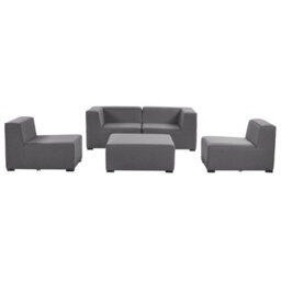 Wyld And Coco Garden Sofa Set 4-Seater With Ottoman, Grey Fabric, Modular Outdoor Seating L320 X D90 X H65Cm - thumbnail 5