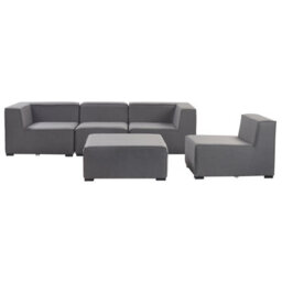 Wyld And Coco Garden Sofa Set 4-Seater With Ottoman, Grey Fabric, Modular Outdoor Seating L320 X D90 X H65Cm - thumbnail 6