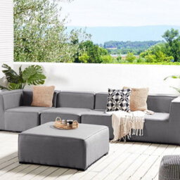 Wyld And Coco Garden Sofa Set 4-Seater With Ottoman, Grey Fabric, Modular Outdoor Seating L320 X D90 X H65Cm - thumbnail 2