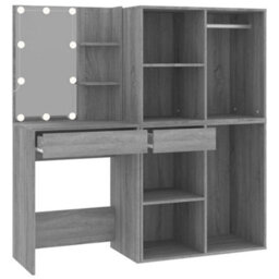 Vidaxl Led Dressing Table With Cabinets Grey Sonoma Engineered Wood - thumbnail 7