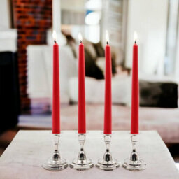 Taper Dinner Candles, Non-Drip Long Candles, 7 Hour Burn Time, Paraffin Wax, Cotton Wicks, Unscented, Red, 50 Pack - thumbnail 8