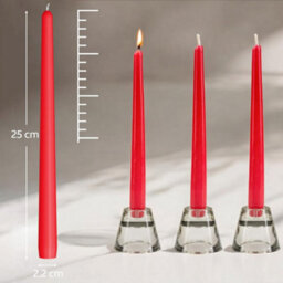 Taper Dinner Candles, Non-Drip Long Candles, 7 Hour Burn Time, Paraffin Wax, Cotton Wicks, Unscented, Red, 50 Pack - thumbnail 3