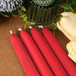 Taper Dinner Candles, Non-Drip Long Candles, 7 Hour Burn Time, Paraffin Wax, Cotton Wicks, Unscented, Red, 50 Pack - thumbnail 6