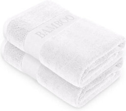 Gaveno Cavailia 2Pk Bamboo Bath Sheet 90X140 White Super Absorbent Quick Drying Extra Large Cotton Towel Set For Spa Gym Towel