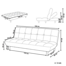 Beliani Sofa Bed 2 Seater Risor Fabric Brown - thumbnail 3