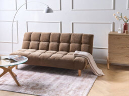 Beliani Sofa Bed 2 Seater Risor Fabric Brown - thumbnail 2