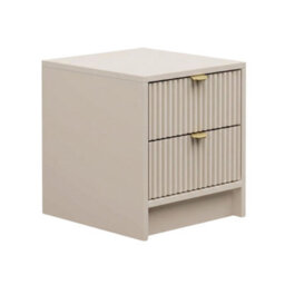 Bedside Table Nightstand With Drawers Tireno 2Sz Mdf Sand Beige Laminated Ribbed Fronts Modern Unit For Bedroom Home Decor - thumbnail 2