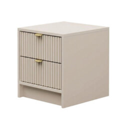 Bedside Table Nightstand With Drawers Tireno 2Sz Mdf Sand Beige Laminated Ribbed Fronts Modern Unit For Bedroom Home Decor - thumbnail 3