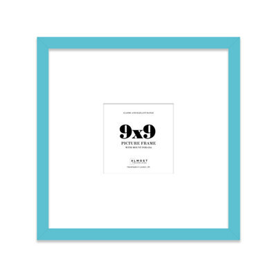 "9X9"" Turquoise Picture Frame - 9X9"" Square Frame With 6X6"" Mount For 9X9""/6X6"" Pictures Vintage Style Thin Edge, 1 Pack" - image 1