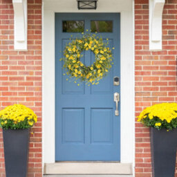 Amorly Yellow Daisy Wreath 17 In Spring Summer Wreath Fake Silk Floral Wreath For Front Door Window Wall Wedding Farmhouse Festival Decor - thumbnail 5