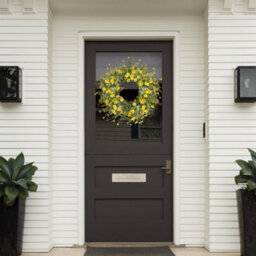Amorly Yellow Daisy Wreath 17 In Spring Summer Wreath Fake Silk Floral Wreath For Front Door Window Wall Wedding Farmhouse Festival Decor - thumbnail 3