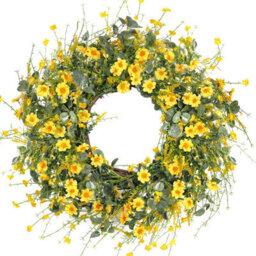 Amorly Yellow Daisy Wreath 17 In Spring Summer Wreath Fake Silk Floral Wreath For Front Door Window Wall Wedding Farmhouse Festival Decor - thumbnail 1