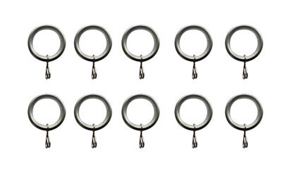 GoodHome Athens Nickel Effect Grey Curtain Ring (Dia)19mm, Pack Of 10 Compatibility- 16/19mm Curtain Pole - image 1